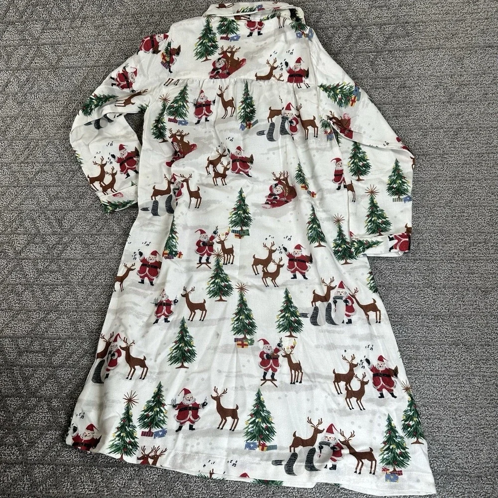 POTTERY‎ BARN KIDS Heritage Santa FLANNEL NIGHTGOWN Size 8